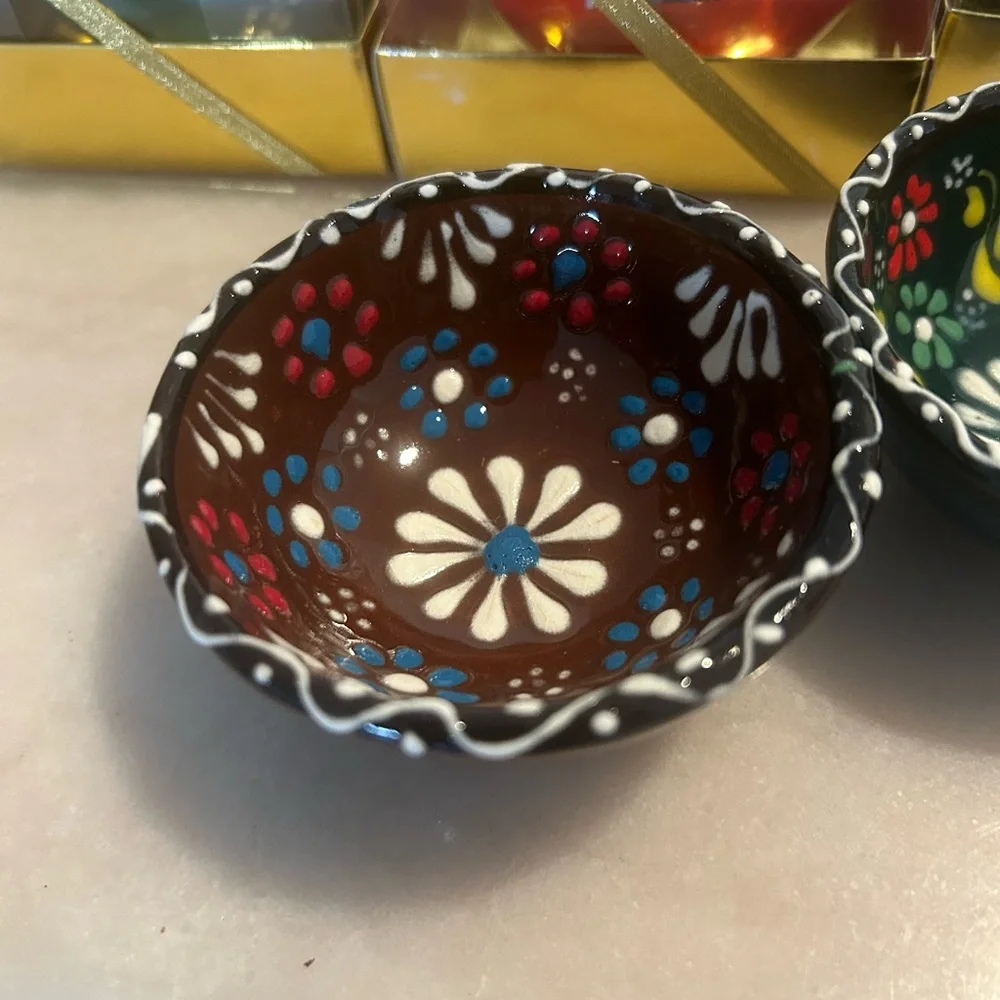 Hand painted turkish ceramic bowls vibrant party favors wedding goodies, bridal